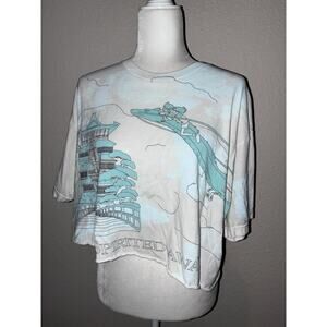 Studio Ghibli Spirited Away Teal Girls Crop Top T-shirt Large Y2K